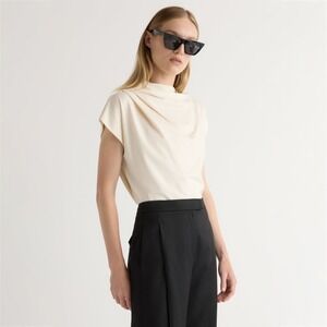 Modern Citizen Draped Cap Sleeve Tee in Ivory